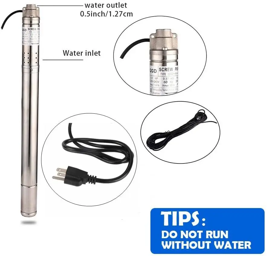 Pompe Submersible De Forage 4" Pour Puits Profond - 1500W, Hauteur 140m, Acier Inox, 230V - Neuf IBO