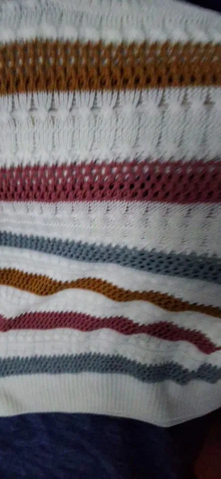 Women's Hollow Color Striped Knit Top photo review