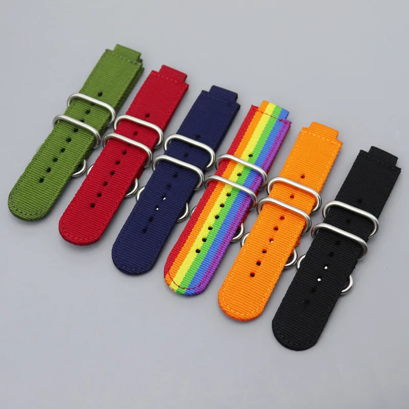 Men's Nylon Canvas Watch Strap with Weave Ring Buckle