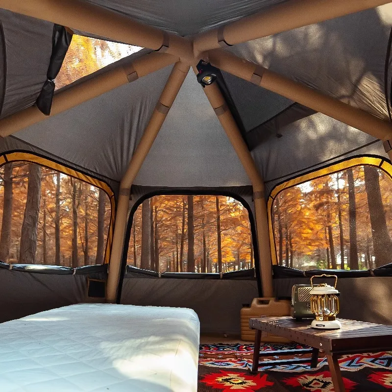 六角形インフレータブルテント屋外キャンプ一晩キャンプテントクイック