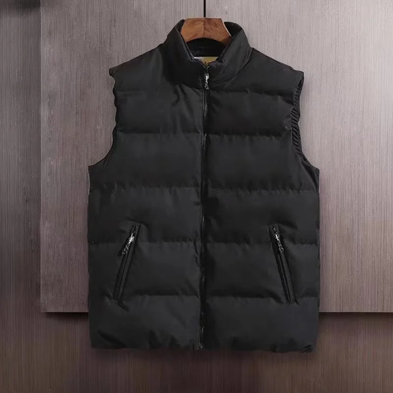 

Men's Gilet Winter Quality Solid Padding Cotton Sleeveless Jacket Male Waistcoats Puffer Vests