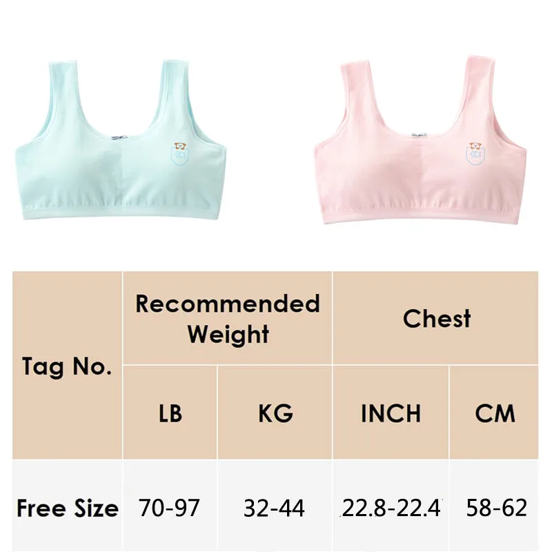 4Pcs/lot Sport Underwear for Teens Breathable Cotton Girl Wireless Training Bra Soft Skin-Friendly School Girls Bras Clothing