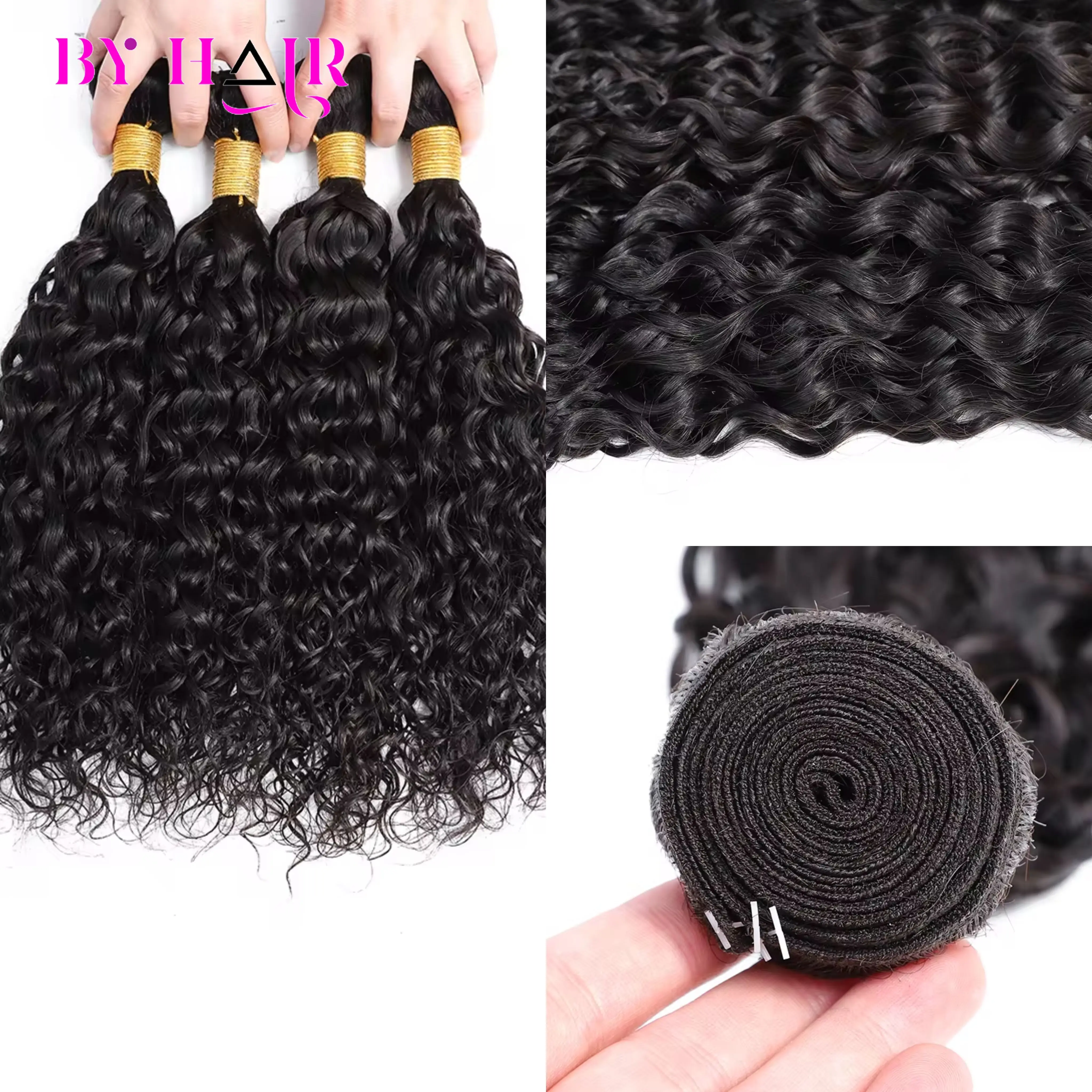 12A Water Wave Bundles Peruvian 100% Human Hair Bundles 1/3/4 Bundles Deal Wet And Wavy Curly Hair Raw Hair Weave Extensions 4