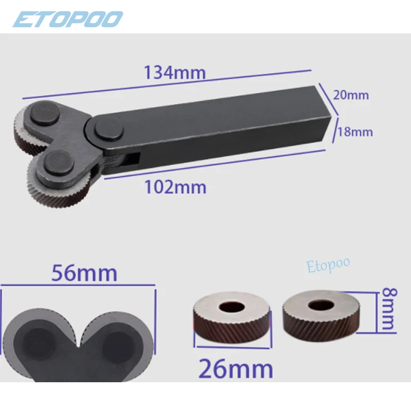 Utensile per zigrinatura 7 pezzi, Utensile per zigrinatura in acciaio Set zigrinatura lineare a doppia ruota diagonale, Utensili per tornio Accessori per macchina taglio per tornio