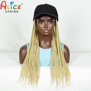 Straight Blonde Synthetic Braided Wigs Baseball Cap Wig Twist Crochet Knotless Box Braids Wig PrePlucked Baby Hair for Women