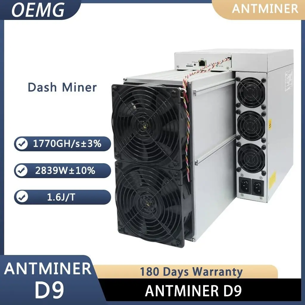 

Bitmain Antminer Dash Miner D9 Hashrate 1770G Мощность 2839 Вт встроенный блок питания
