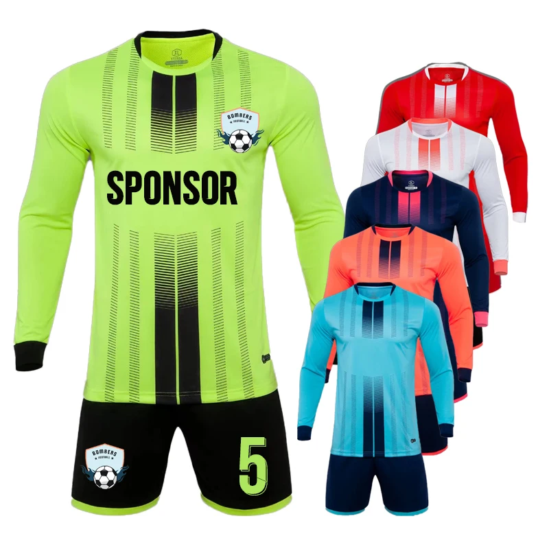 

Stripe Print Long Sleeve Football Jersey Sets for Men Children Sublimation Blank Custom 23/24 Season Kids Man Soccer Uniforms
