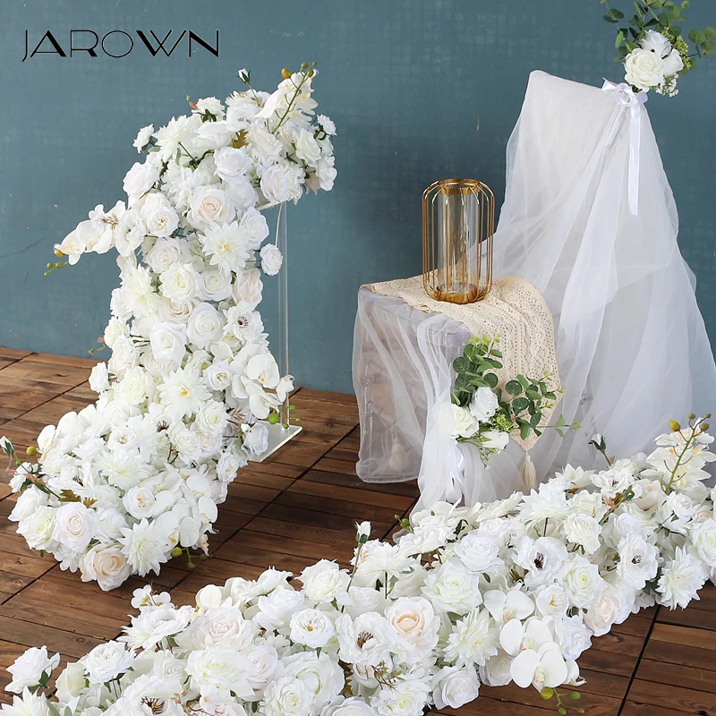 

JAROWN Butterfly Orchid Table Flower Row Wedding Ceremony Reception Table Runner Centerpiece Rose Floral Swag Party Decoration