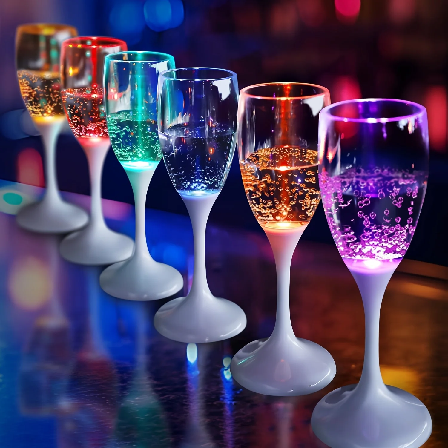 Glowing Shatterproof Champagne Flutes 2