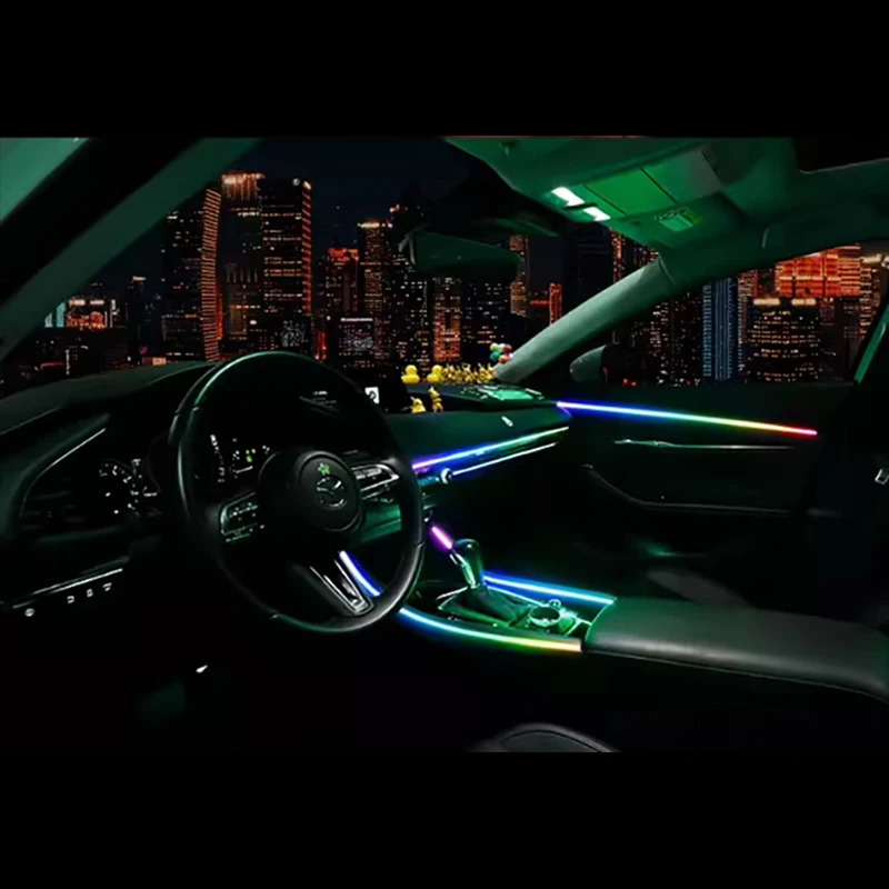 

For 2021 Toyota Corolla Car Ambient Lights Symphony Decoration Atmosphere Lamp 64 Colorful Streamer Rainbow with Wireless APP