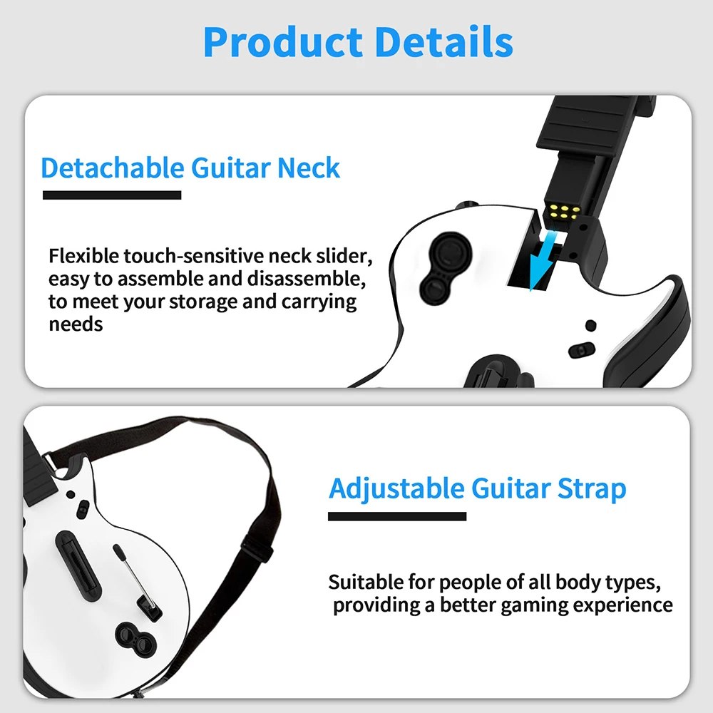 Guitar Hero-controlador inalámbrico con correa ajustable para Wii, mando a  distancia para Wii, Hero Rock Band 3 2, Joystick, consola negra - AliExpress