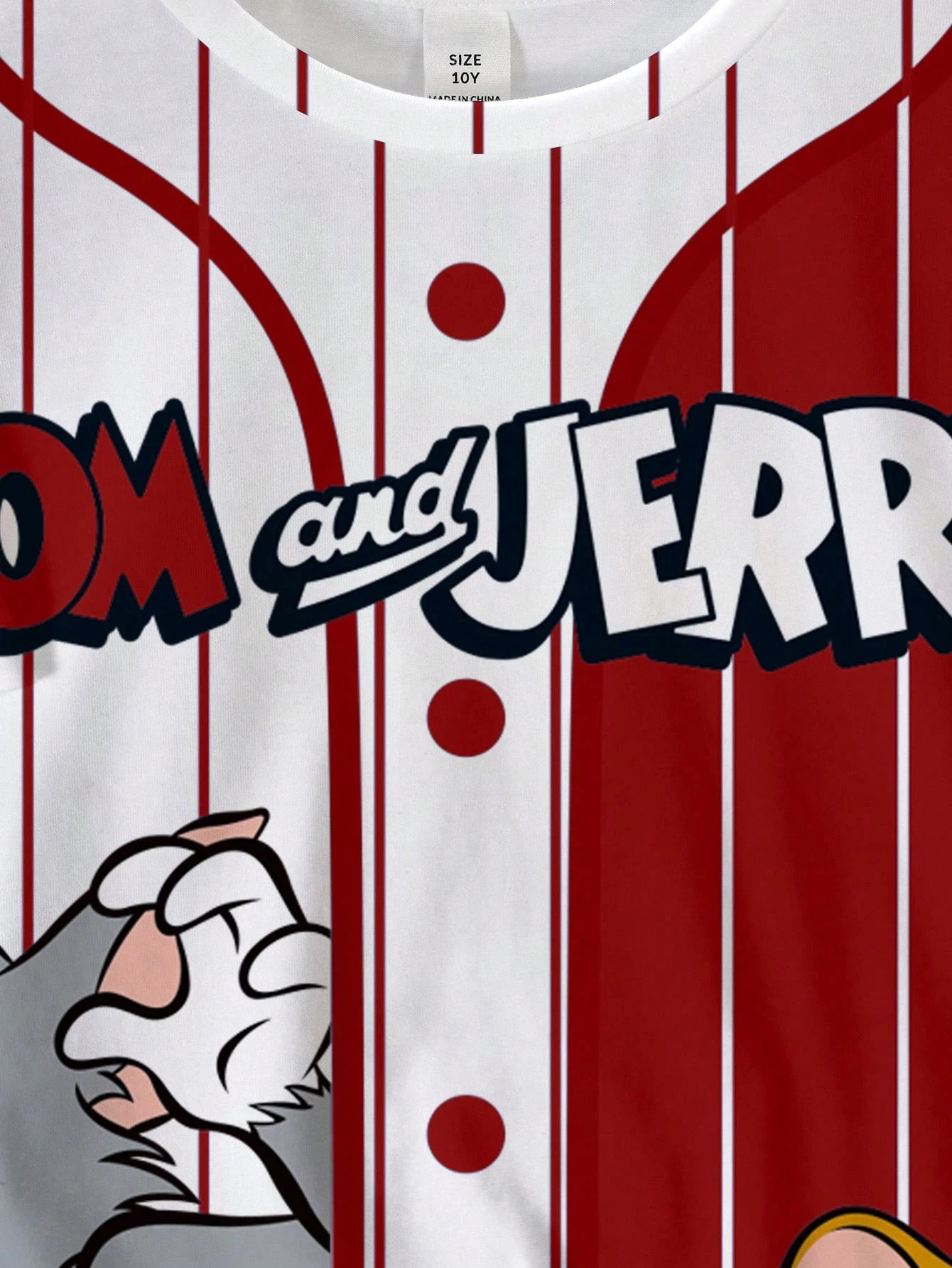 Tom and Jerry Stripe Design Print Summer T-shirt Children's Minimalist Casual Sports Short Sleeve Round Neck Pullover Loose Top 3
