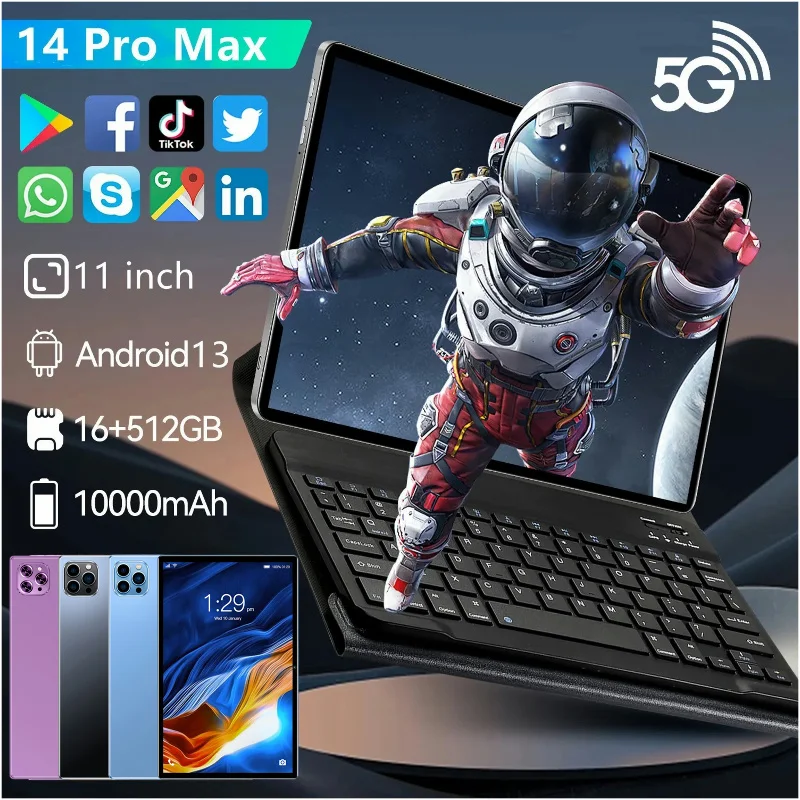 2024 Nuovo Tablet Android 12 Pad 6 Pro 16Gb + 1Tb Snapdragon Tablet Pc 8Gb + 128Gb Google Play Dual 5G Rete Gps Bluetooth Wifi