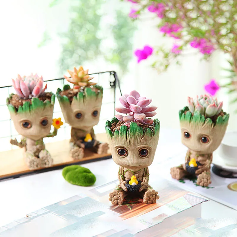 Groot Flower Vase Household Supplies Decoration Ornament Action Figurine Creative Miniature Modedl Simulation Plants Potted 3