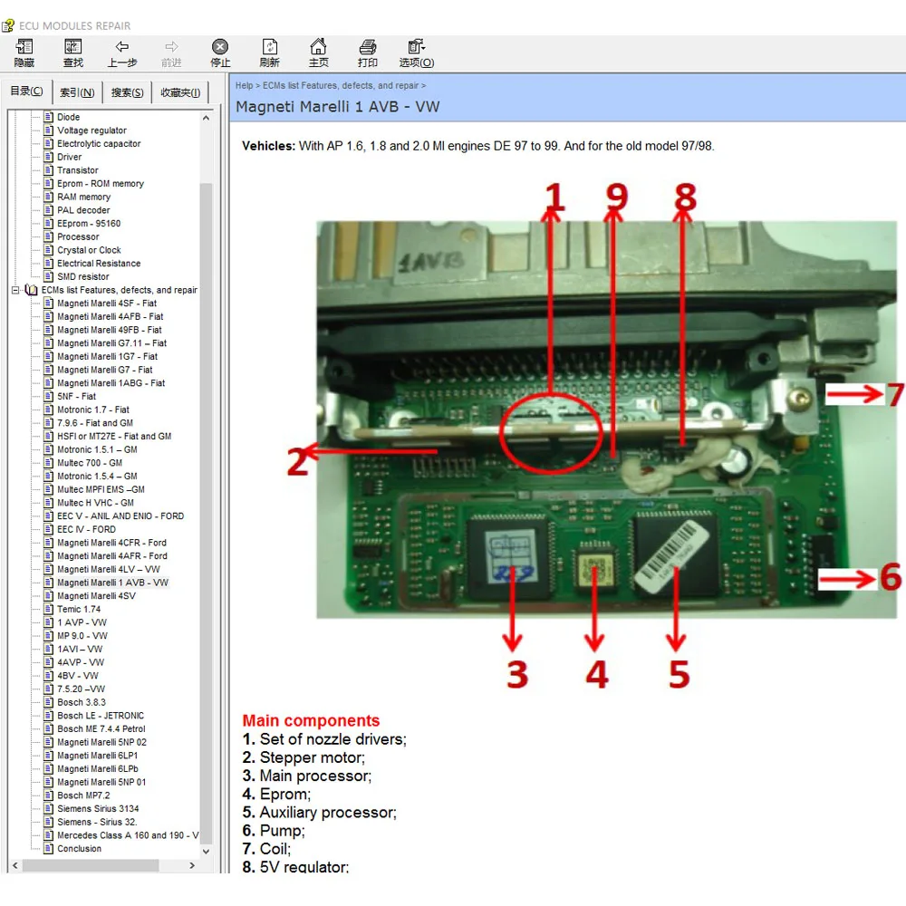ECU Repair Software ECU Modules Repair Pinout Immo Location Including Multimeters Transistor EEprom Defects Car Tool car repair software car diagnostic tool ecu tool