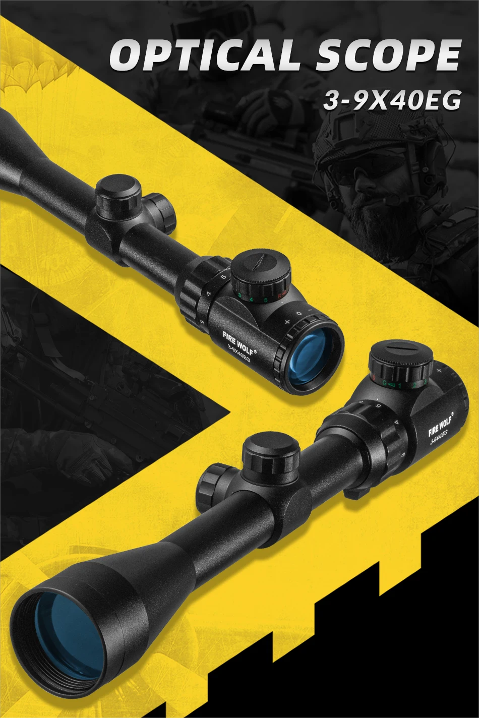 Description Picture 2 of item3-9x40 EG Riflescope Hunting Scope Bow Cross Red Green Outdoor Reticle Sight Optics Sniper Tactical Air Gun Scope Weapon Sight