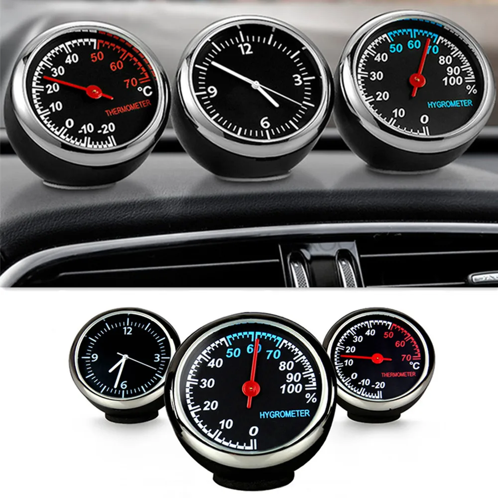 RemovableCarDashboardClocks3In1ThermometerHygrometerDurable