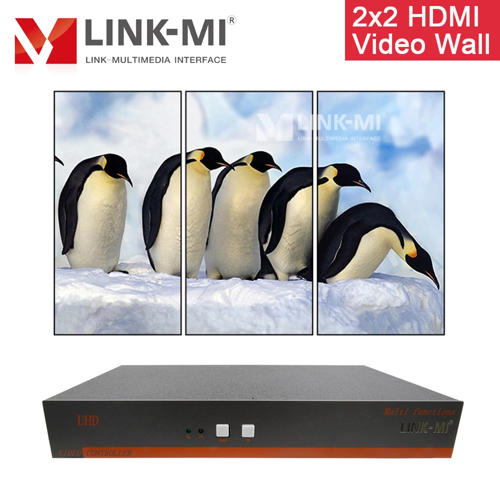 LINK-MI 1X4 4K HDMI настенный контроллер 4K60Hz 4-портовый многоэкранный удлинитель Поддержка порта 1x2,1x3,2x1,2x2,3x1 видеостена для 4 телевизоров