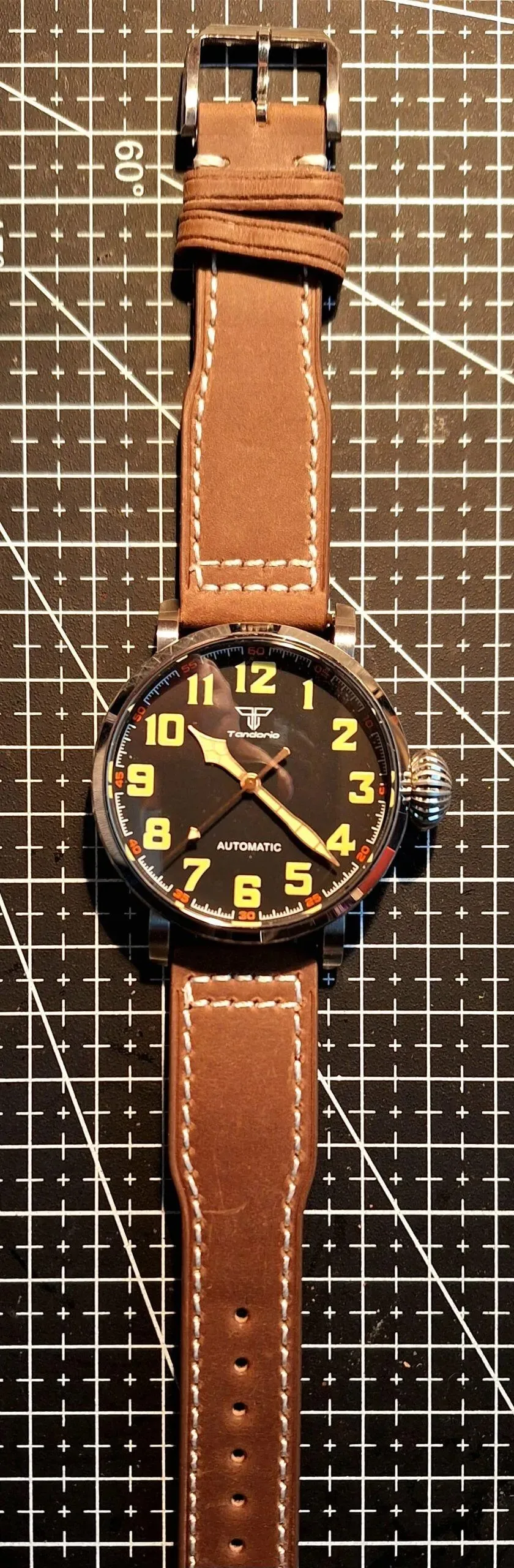 Tandorio 47mm NH35 pilot Watch CUSN8 Solid Bronze or 316L Steel