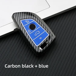 Premium Carbon Fiber Car Key Case Cover - Sleek & Durable Protection (Carbon blue)
