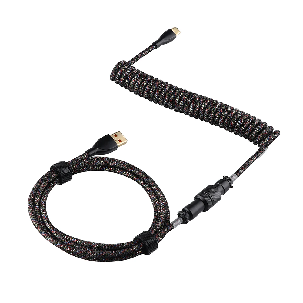 Epomaker-cabo Enrolado Personalizado Manga Dupla Cabo tipo c Conector Aviador Destacável para Teclado Mecânico - Imagem 4