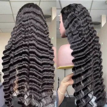 40 Inch Human Hair 13x6 13x4 HD Lace Frontal Wig Glueless Loose Deep Wave Curly Human Hair Lace Front Wig Pre plucke 1