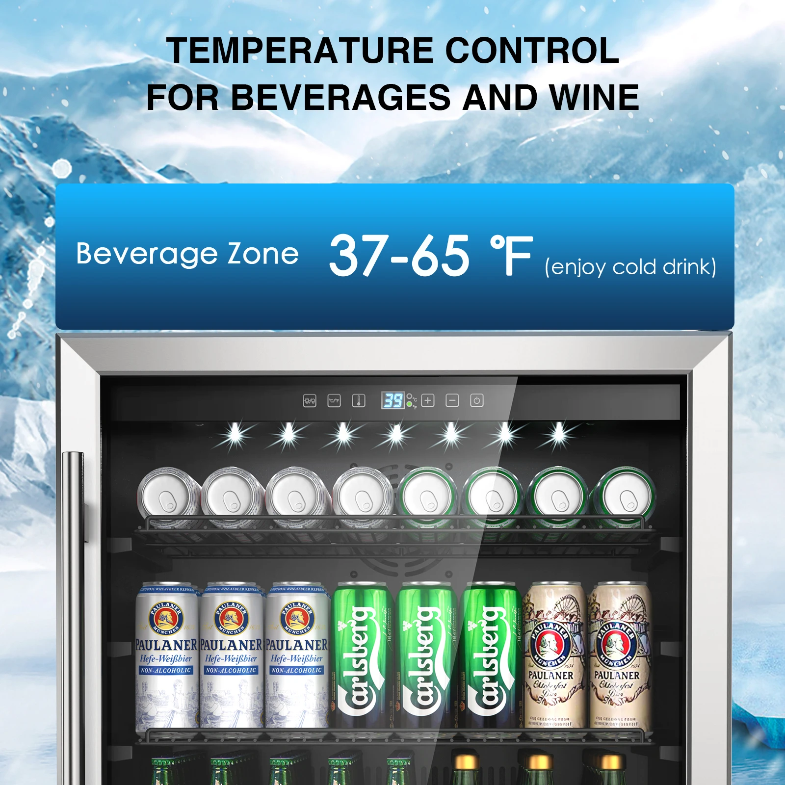 24'' Inch Under Counter/Freestanding Beverage Refrigerator Cooler Fridge Frost-Free Stainless Steel Beverage Cooler 190 Cans 2
