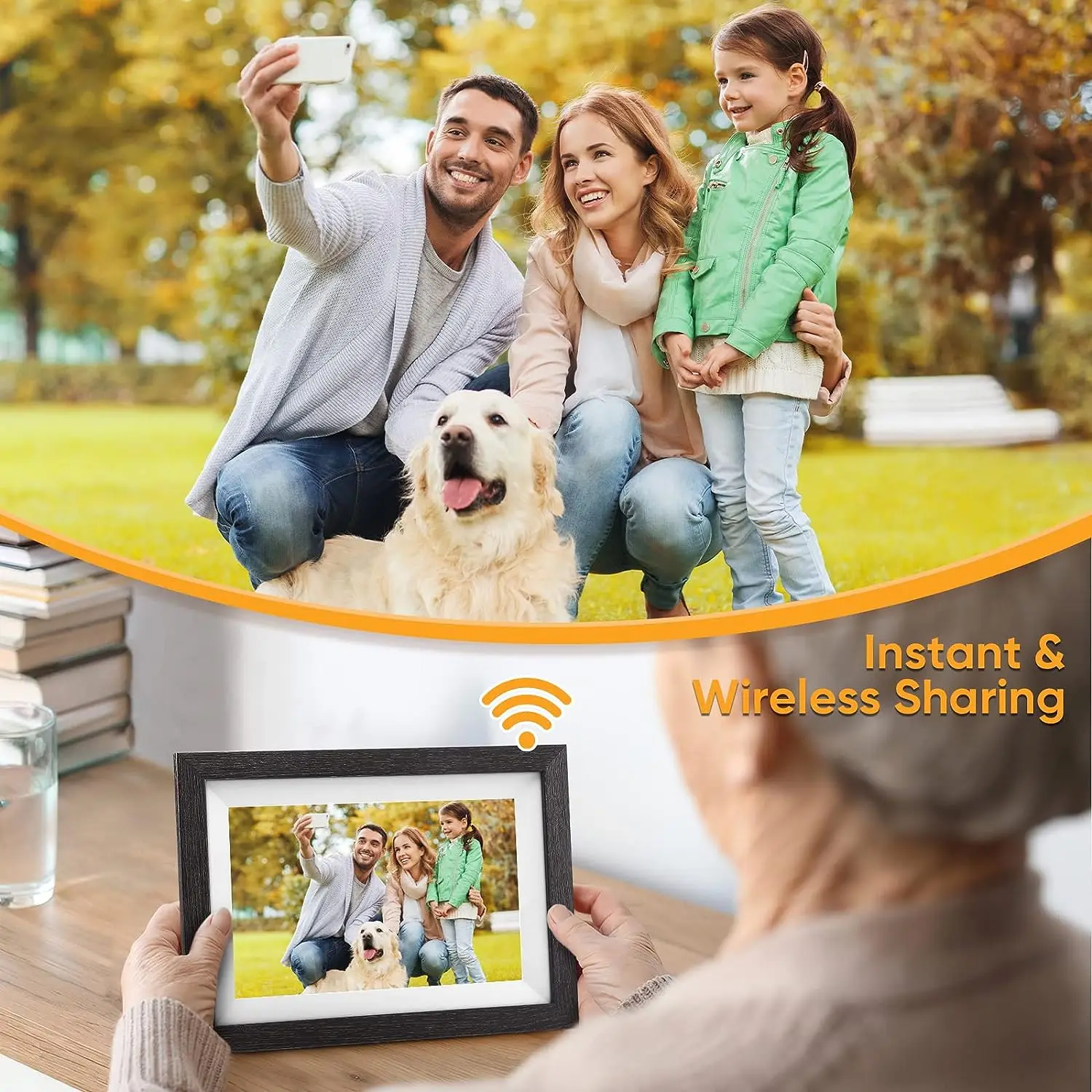 10.1 inch wifi cloud digital photo frame ios Android APP remote digital photo frame wooden