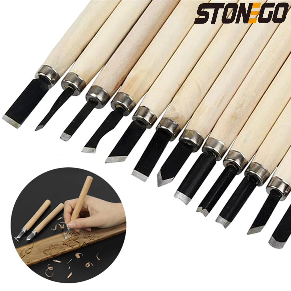 

STONEGO 3/6/12PCS Wood Carving Hand Chisel Woodworking Tool Set Woodworkers Gouges