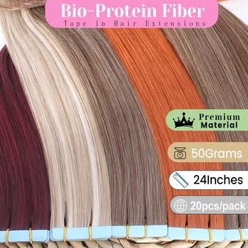 High Tempreture Bio Synthetic Tape in Hair Extensions Straight seamless Skin PU Weft Seamless Tape ins Hairpieces For Women 1
