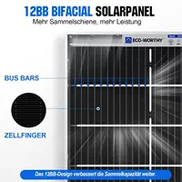 Panneau solaire bifacial ECO-WORTHY 195 W, module solaire monocristallin 18 V pour batterie 12 V, panneau solaire photovoltaïque 12 V, idéal pour camping-car, système de balcon, abris de jardin, bateaux 8