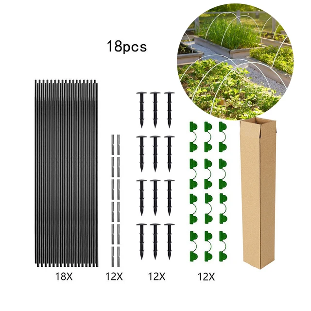 Garden Hoops Raised Beds Long Greenhouse Grow Tunnel Fiberglass Support Frame Fabric Netting DIY Plant Support Garden Stakes 6