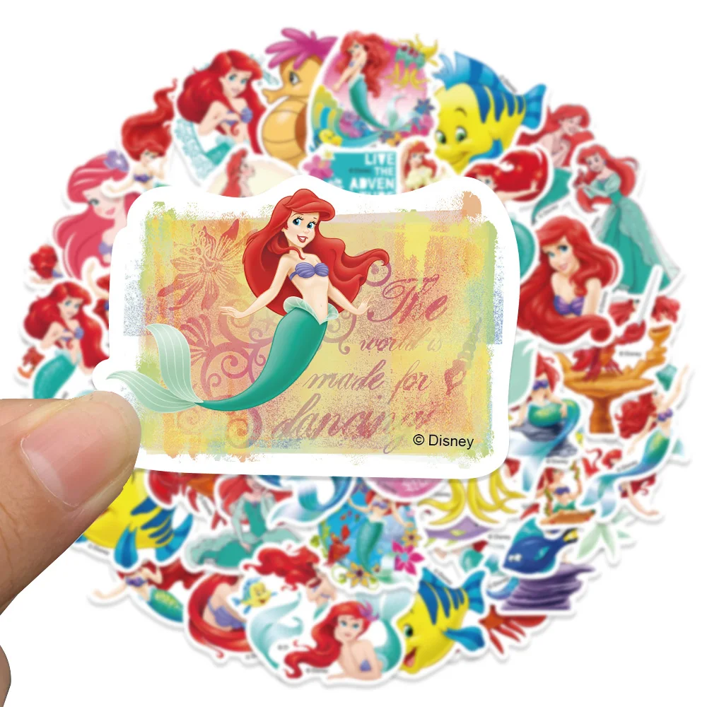 50pcs Disney The Little Mermaid Ariel Princess Stickers For Kids Laptop Luggage Skateboard Sticker Aesthetic Graffiti Decals Toy 3