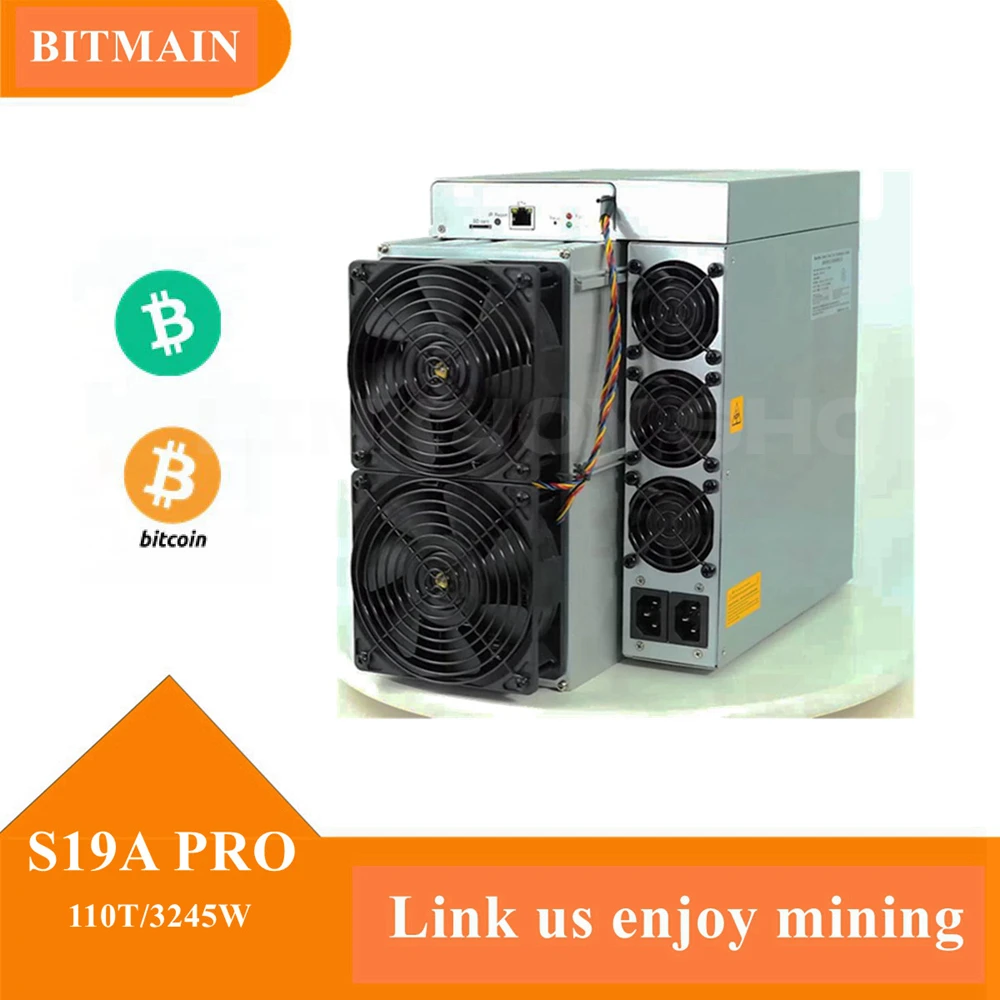 110Th/S Bicoin Crypto Machine S19A Pro Bitcoin Asic Miner Bitmain Antminer 3245W Alimentatore Incluso