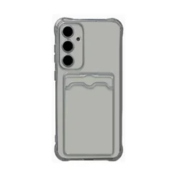 Durable Clear Silicone Card Holder Phone Case - Shockproof & Soft Design - Galaxy S20 FE (GRAY)