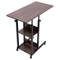C-Shaped Side Table Adjustable, Height Adjustable C Table with Wheels and Storage Shelves for Couch Bed Recliner Density Board 2