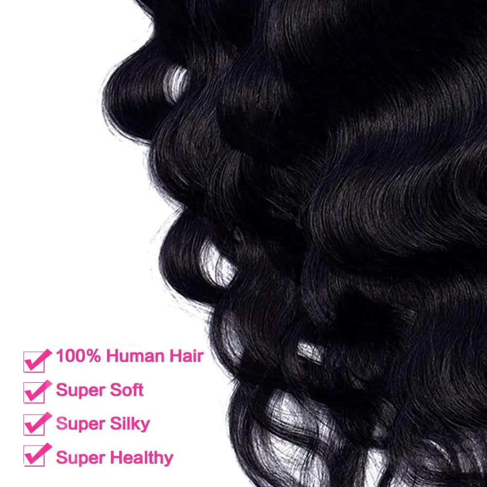 Extensions de cheveux brésiliens Body Wave à clipser, cheveux humains Remy, noir naturel, clip document Ins, 12-26 po, 120g, 8 pièces par ensemble