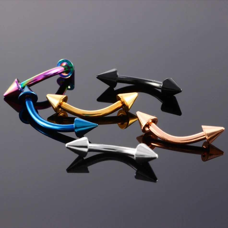 2PC Surgical Steel Crystal Eyebrow Piercing Stud Curved Barbell