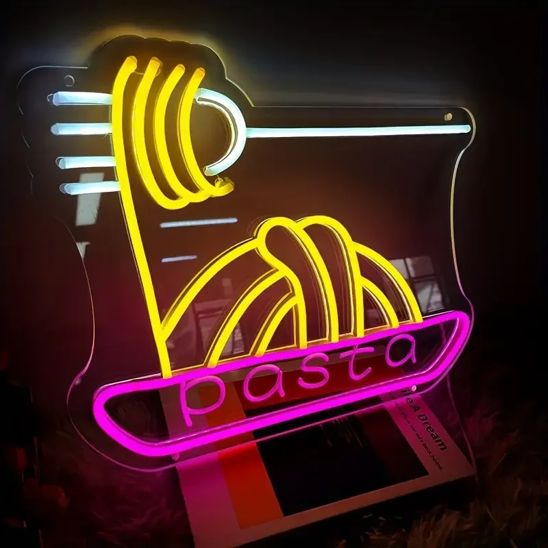 

Pasta Neon Light, Shaped Logo Sign Light, Transparent Acrylic Base, USB Interface, Atmosphere Decoration Party Birthday Holiday