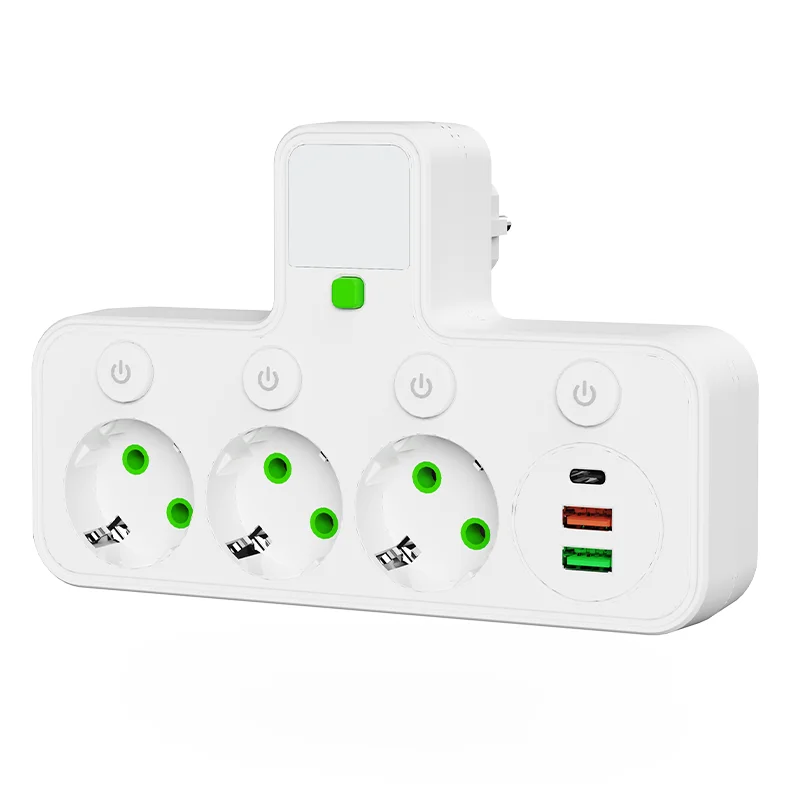 ตัวเลือกสินค้า เต้ารับผนัง 4 ช่อง พอร์ต USB + Type-C ปลั๊ก EU สวิตช์ไฟ
