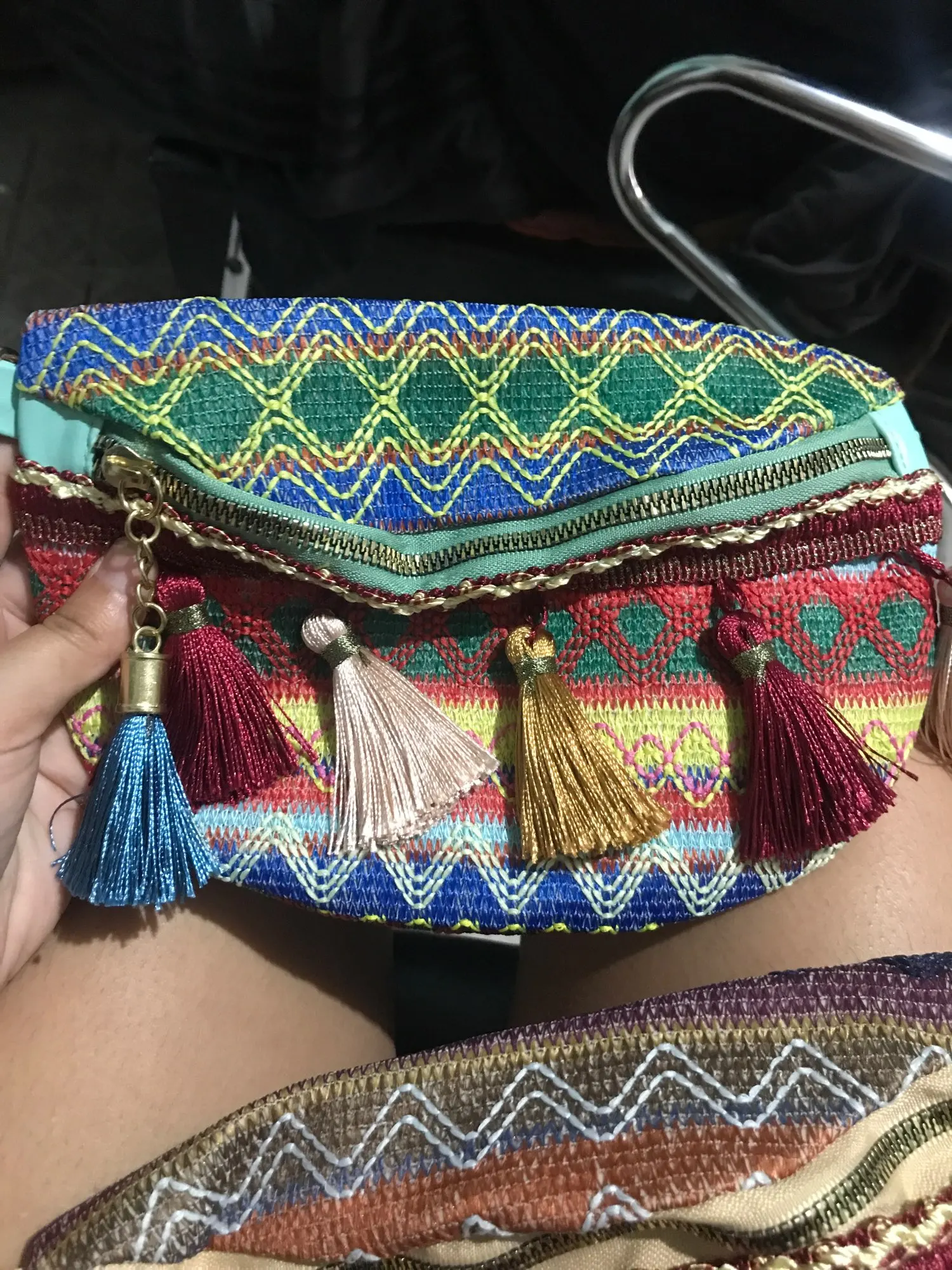 Fadsecret Vintage Colorful Handwoven Waist Bag/Shoulder Bag