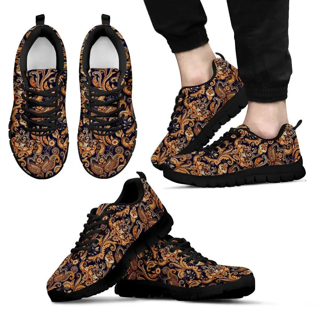 

ELVISWORDS Gold Paisley Pattern Print Women Sneakers Custom Shoes Sneaker Running Shoes Designer Shoes zapatillas mujer
