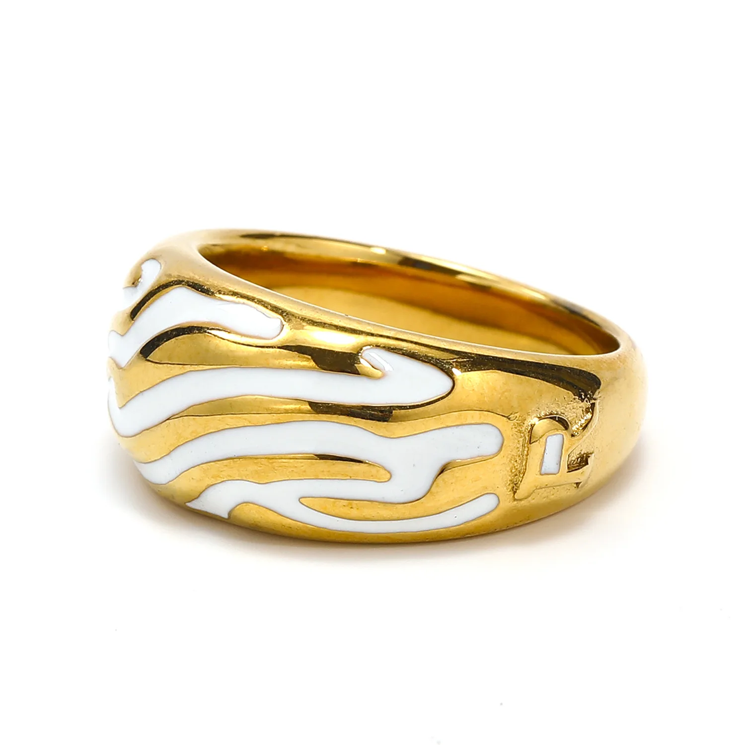 

Punk Fashion White Color Flower Pattern Enamel Rings For Men Women Lovers Retro 316L Stainless Steel Jewelry Birthday Gifts