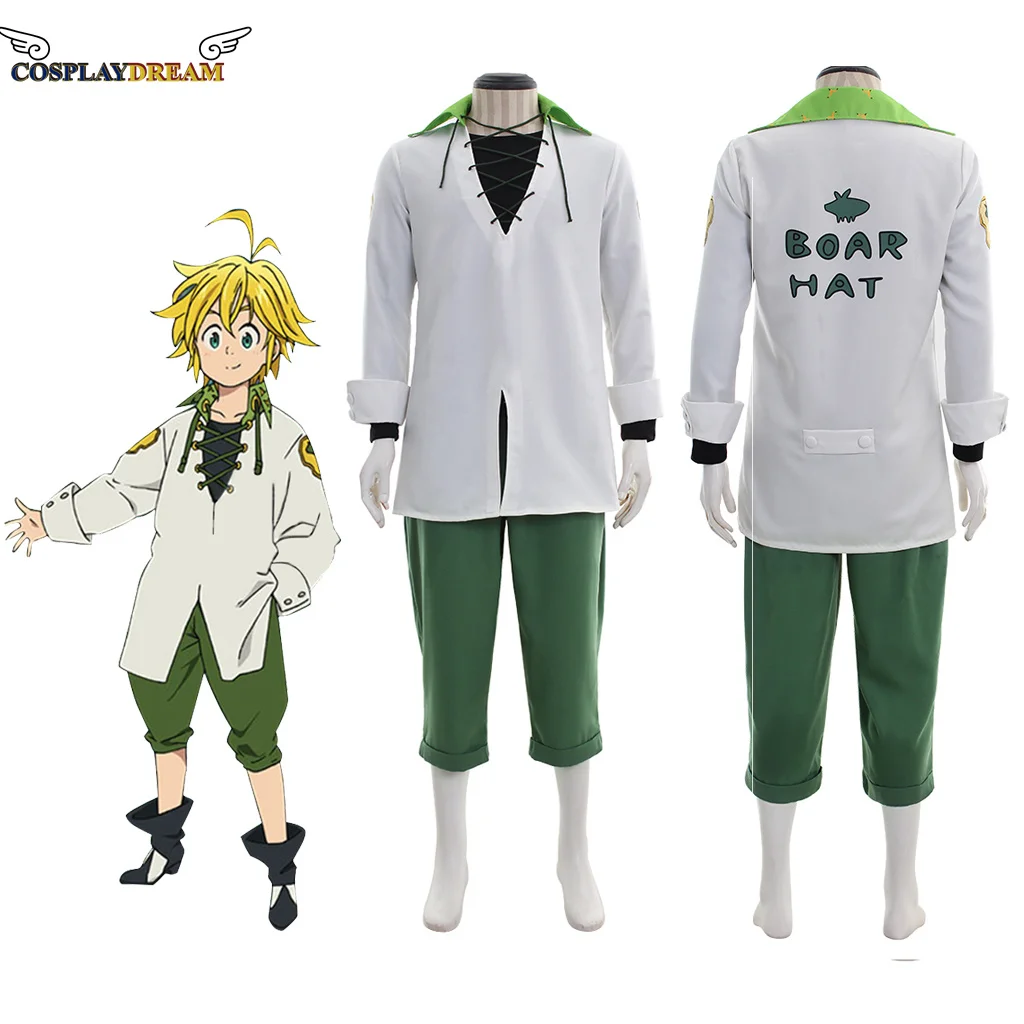 

Anime The Seven Deadly Meliodas Cosplay Costume Meliodas White Uniform Suit Top Pants Suits Halloween Party Costume for men