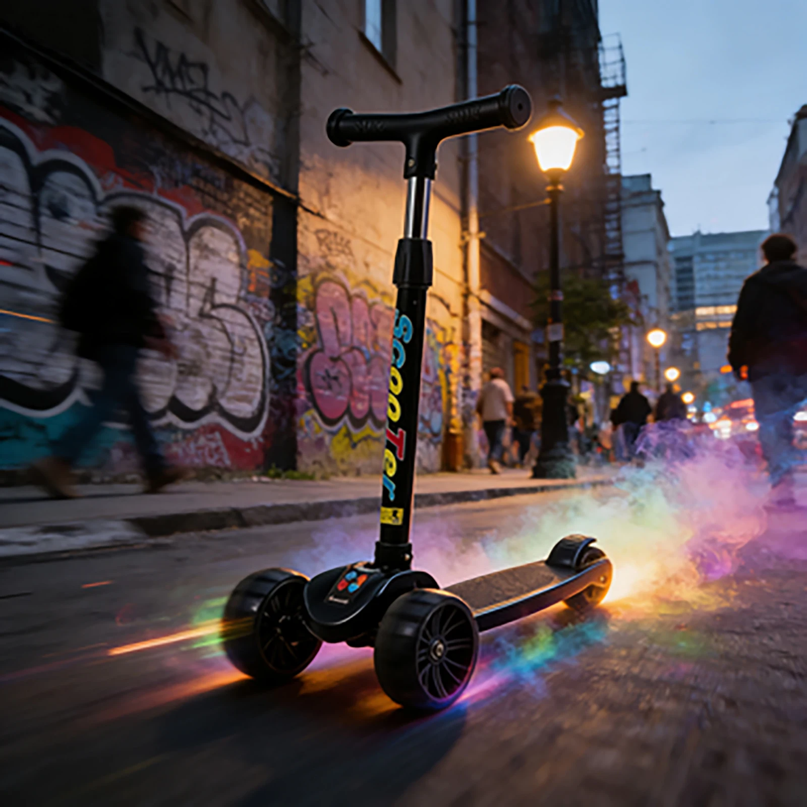 Kids Lightweight Folding Plastic Scooter with Three Wheels Pu Light Included & Height Adjustable Kick Push Style Lerfm-Hbc-01
