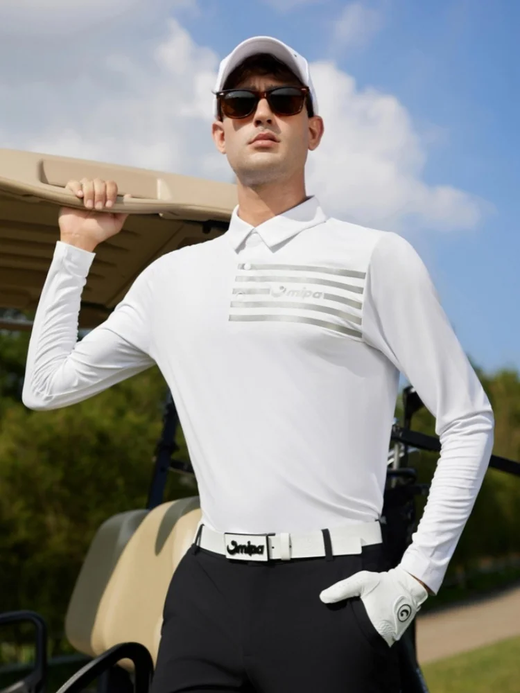 Mipa Victor Top for Men Chest Logo Decorative Design Regular fit Autumn Summer Good elastic material Long-sleeved Golf Shirt