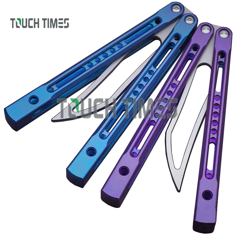 

JK Monarch V2 Clone Theone Balisong Flipper Butterfly Trainer Knife Channel Titanium Handle D2 Blade Bushings System