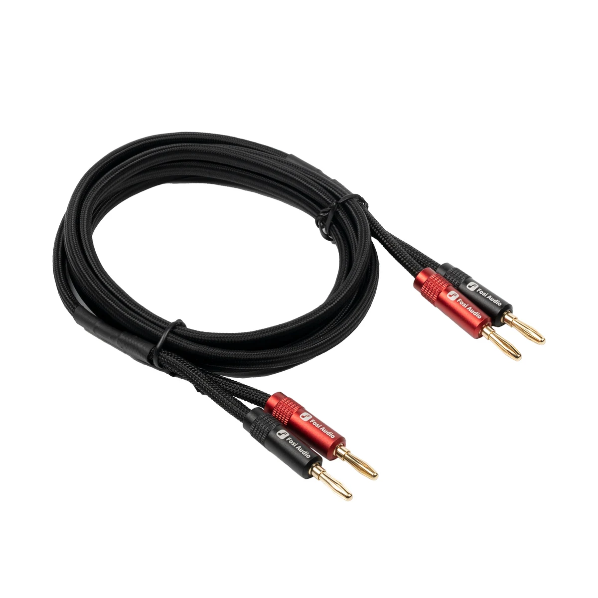 Fosi Audio Brand Nylon Braided Hi-Fi Speaker Cable Wire with Gold-Plated Banana Tip Plugs - 1.8m*2/0.3m*2 — view 2