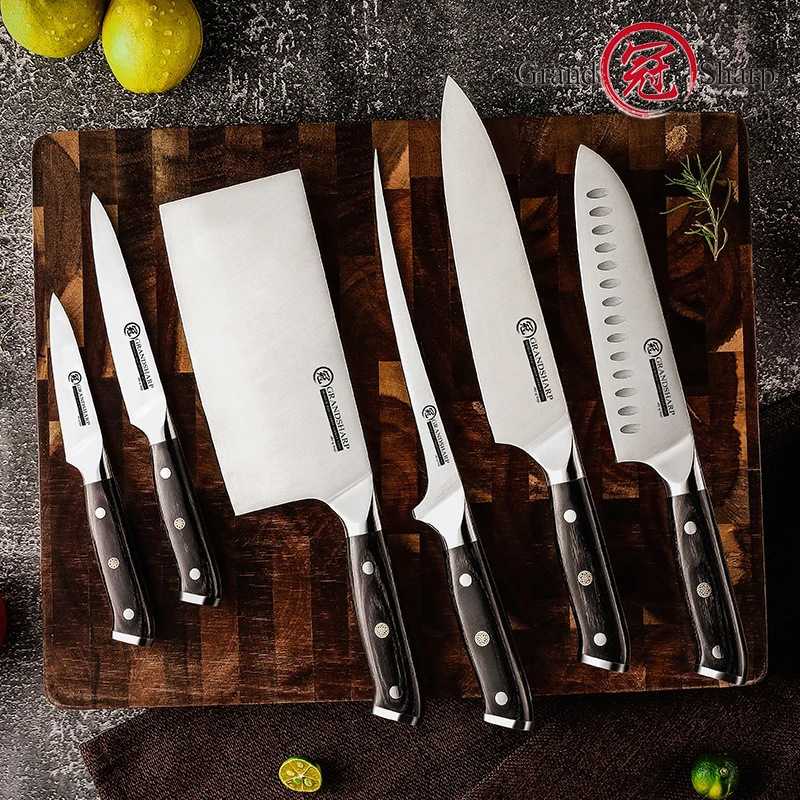 Japanese Kitchen Knives Sharp Chef Knife Sets Germany 1.4116 High Carbon  Steel Santoku Fruit Boning Cooking Knife Handmade