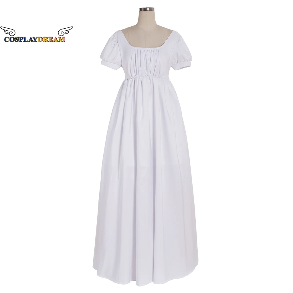 

Simple White Regency Dress Lady Regency Ball Dress High Waistline Tea Gown Dress Jane Austen Medieval Dress Custom Made PlusSize